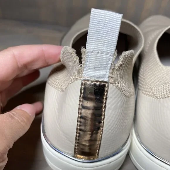 Johnston & Murphy Beige Cream Gold Slip On Casual Shoes Sneakers Womens Size 8 M - Picture 5 of 10